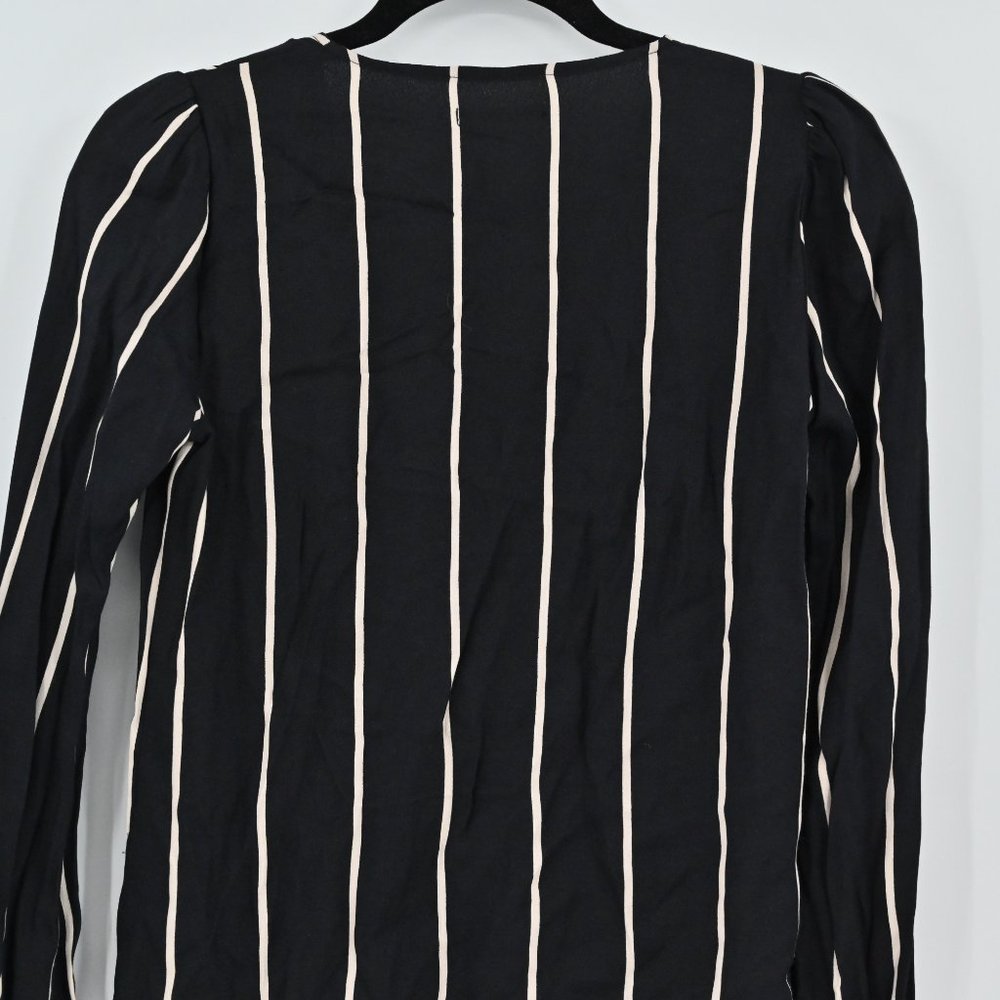 NEW REFORMATION Women's Size XS Black Annaliese Top Sinatra Stripe Blouse - Picture 8 of 10